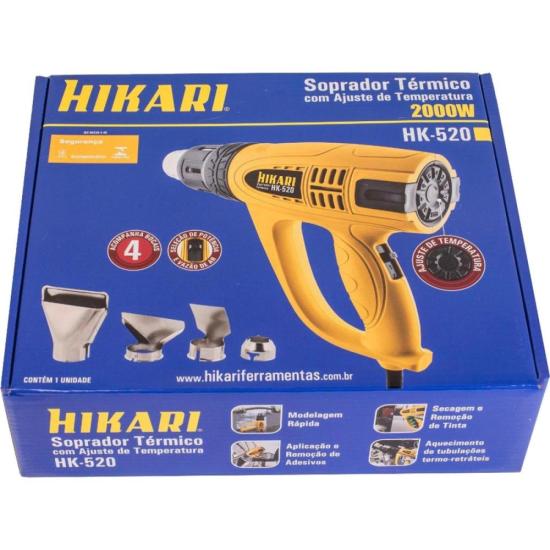 Soprador Térmico 220V 1000W e 2000W HK-520 Hikari por 219,99 à vista no boleto/pix ou parcele em até 8x sem juros. Compre na loja Mundomax!
