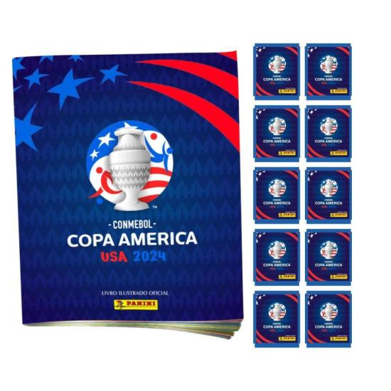 Kit Album + 10 Pacotes de figurinhas Copa América - Mundomax
