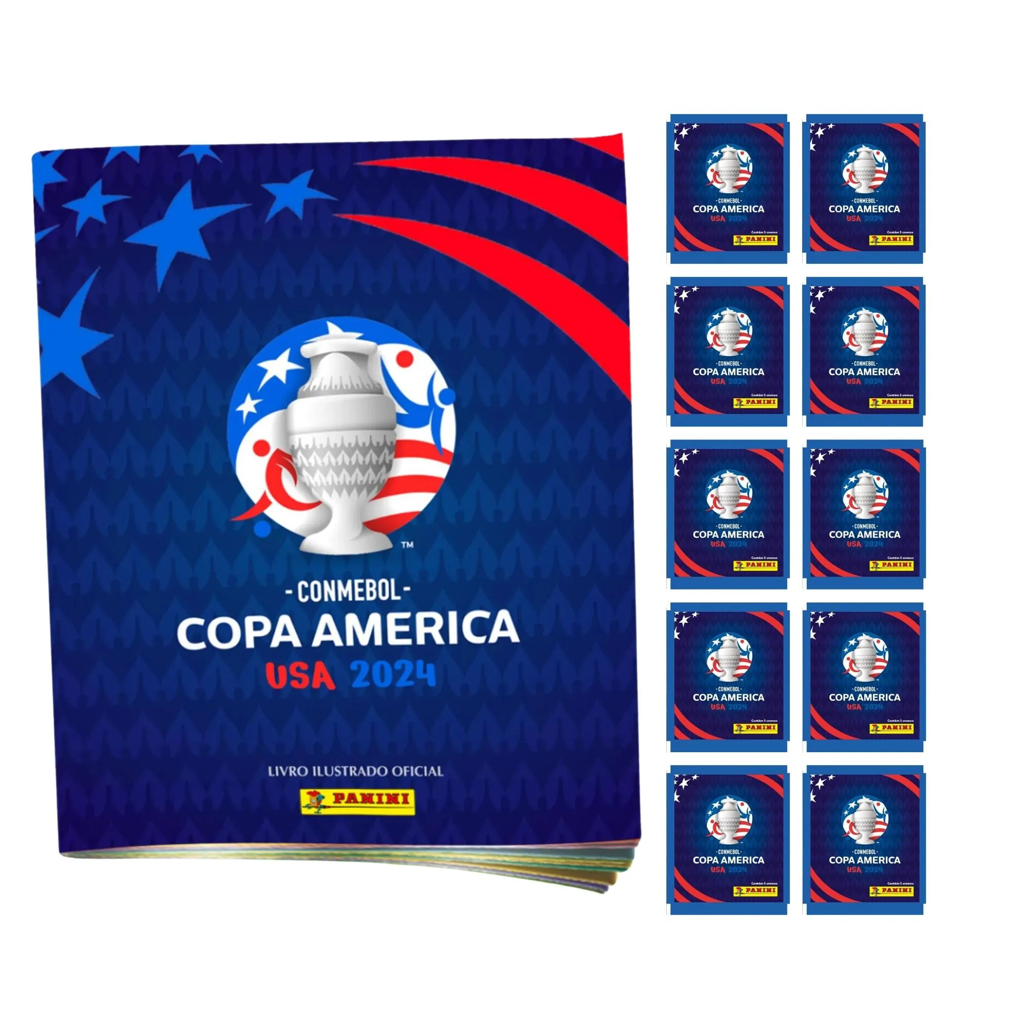 Kit Album + 10 Pacotes de figurinhas Copa América (84202)