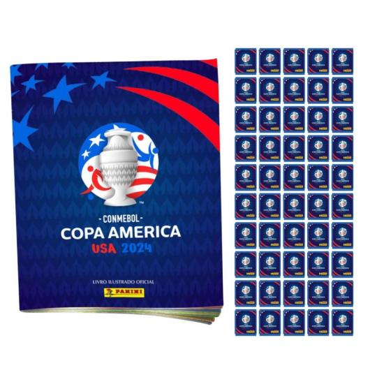 Kit Album + 50 Pacotes de figurinhas Copa América por 55,00 à vista no boleto/pix ou parcele em até 2x sem juros. Compre na loja Mundomax!
