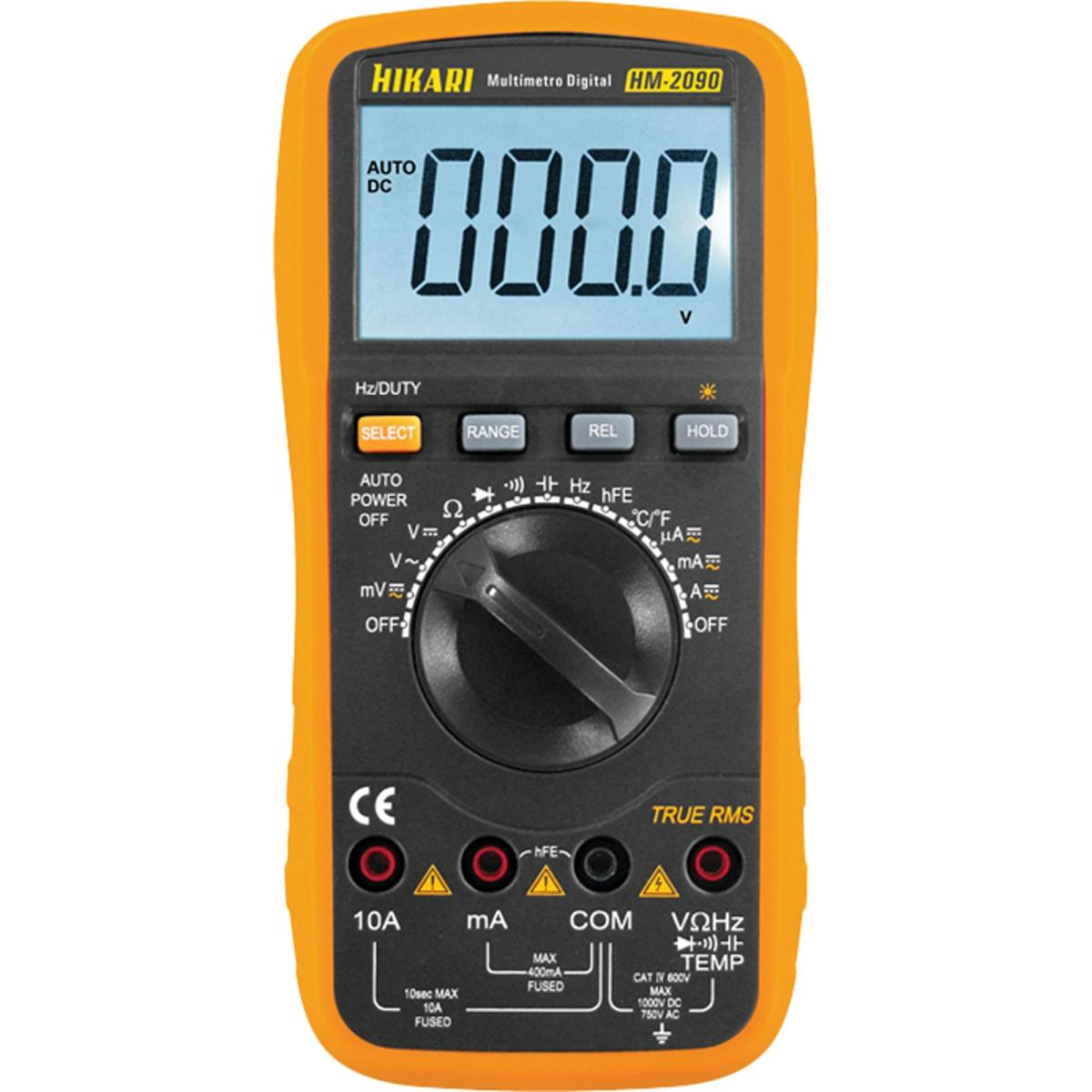 Multímetro Digital Hikari HM-2090 Laranja/Preto - Mundomax