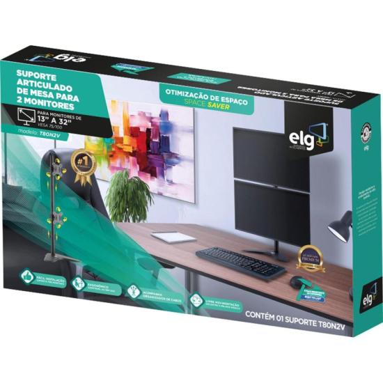 Suporte Torre Para Monitor Articulado 15-32\" ELG T80N2V por 299,00 à vista no boleto/pix ou parcele em até 10x sem juros. Compre na loja Mundomax!