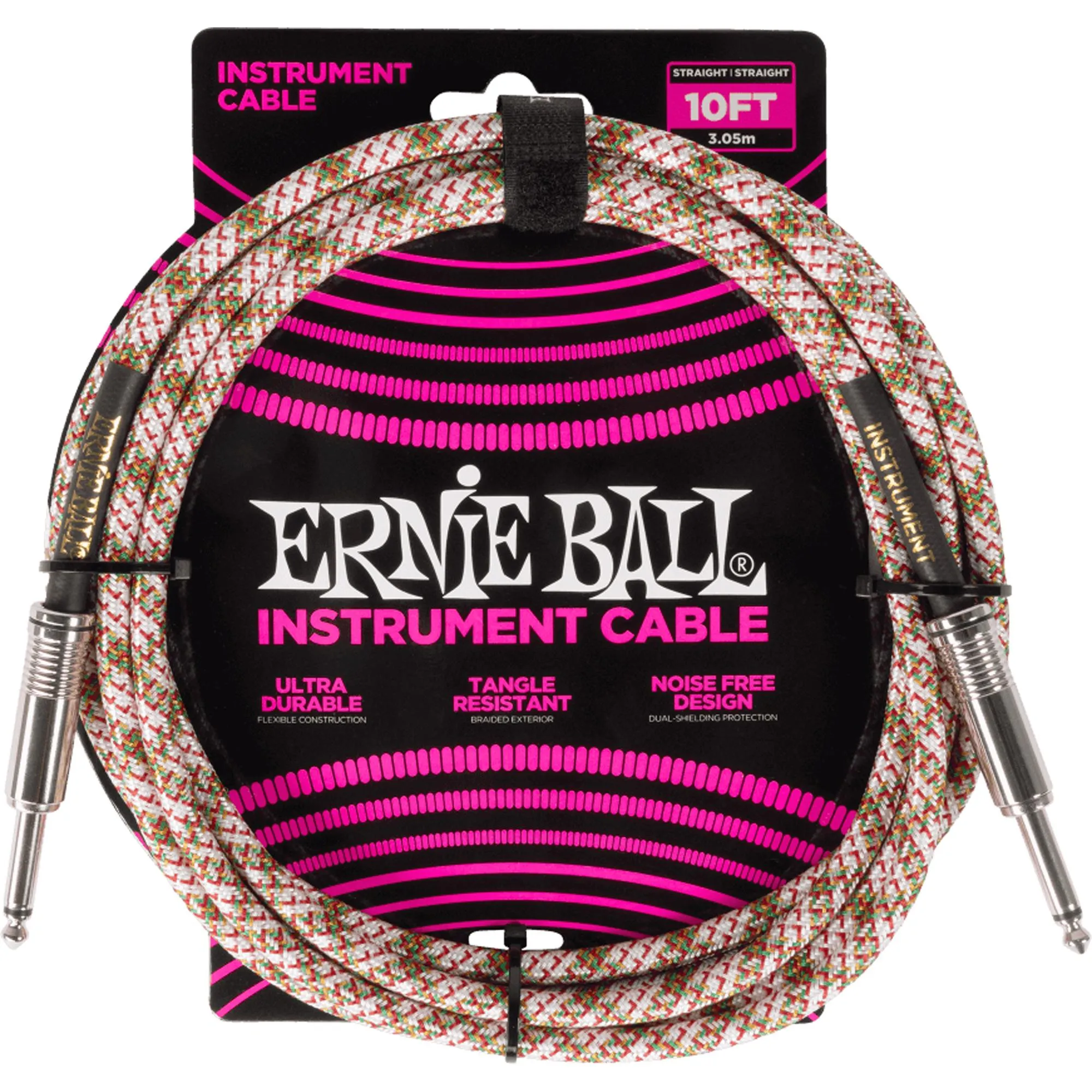 Cabo Para Instrumento 3m Verde/Branco P06426 Ernie Ball (84416)