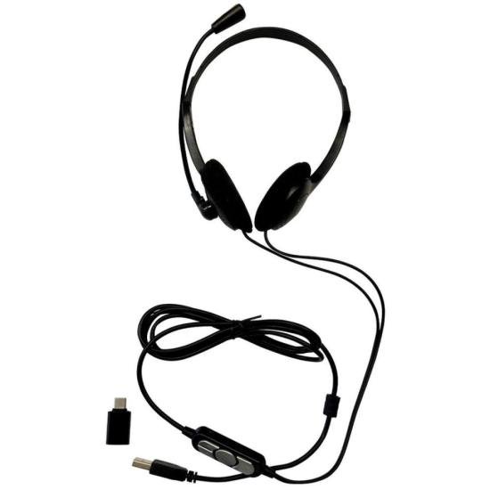 Headset Office Bright USB Com Adaptador USB-C por 87,00 à vista no boleto/pix ou parcele em até 3x sem juros. Compre na loja Mundomax!