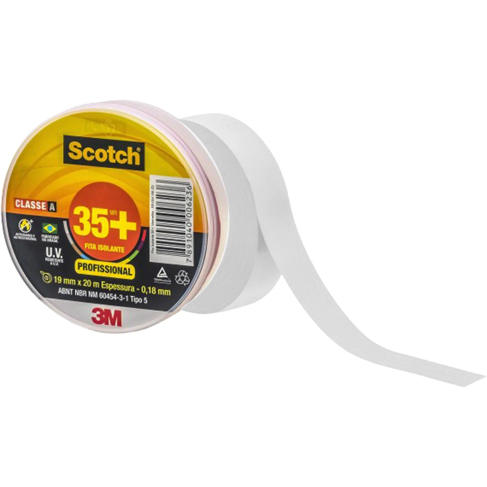 Fita Isolante 19x20m Scotch 35+ Branca 3M (84496)