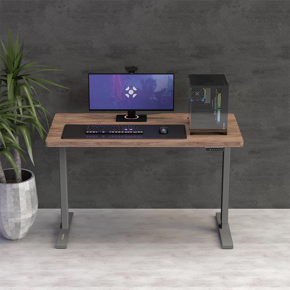 Mesa Elétrica Altura Ajustável Fortrek Cinza e Tampo Preto 140x70