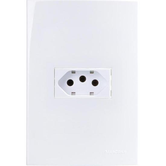 Conjunto 1 Tomada 2P+T 20A Sleek 4x2 250V Branco Margirius por 0,00 à vista no boleto/pix ou parcele em até 1x sem juros. Compre na loja Mundomax!