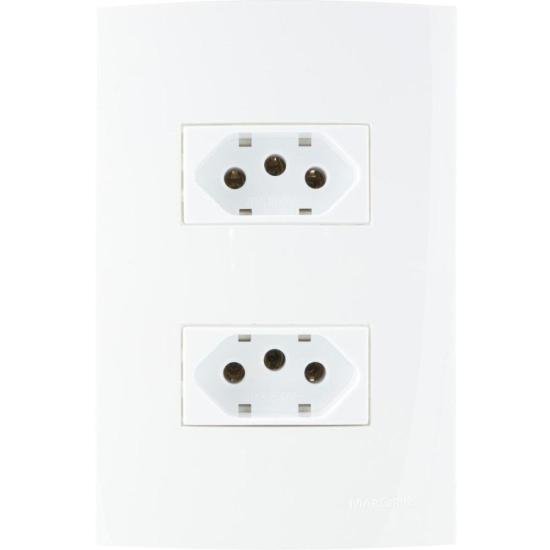 Conjunto 2 Tomadas 2P+T 20A Sleek 4x2 250V Branco Margirius por 0,00 à vista no boleto/pix ou parcele em até 1x sem juros. Compre na loja Mundomax!
