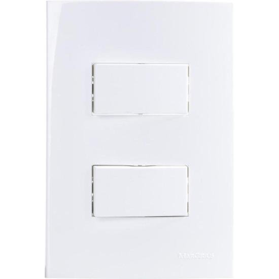 Conjunto 2 Interruptores Simples 10A Sleek 4x2 250V Branco Margirius por 0,00 à vista no boleto/pix ou parcele em até 1x sem juros. Compre na loja Mundomax!