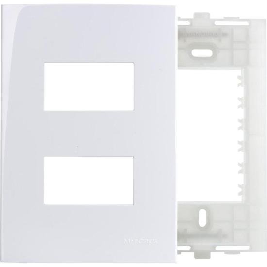 Conjunto Placa + Suporte Duplo Sleek 4x2 Branco Margirius por 0,00 à vista no boleto/pix ou parcele em até 1x sem juros. Compre na loja Mundomax!