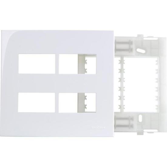 Conjunto Placa + Suporte 4 Postos Horizontais Sleek 4x4 Branco Margirius por 0,00 à vista no boleto/pix ou parcele em até 1x sem juros. Compre na loja Mundomax!