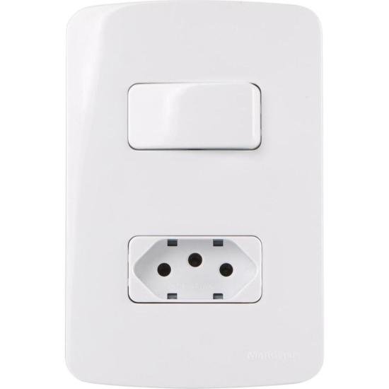 Conjunto 1 Tomada + Interruptor 2P+T B3 10A 4x2 Branco Margirius por 0,00 à vista no boleto/pix ou parcele em até 1x sem juros. Compre na loja Mundomax!
