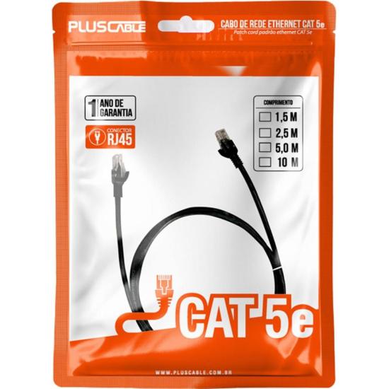 Patch Cord Cat6 2.5m Preto PlusCable por 13,00 à vista no boleto/pix ou parcele em até 1x sem juros. Compre na loja Mundomax!
