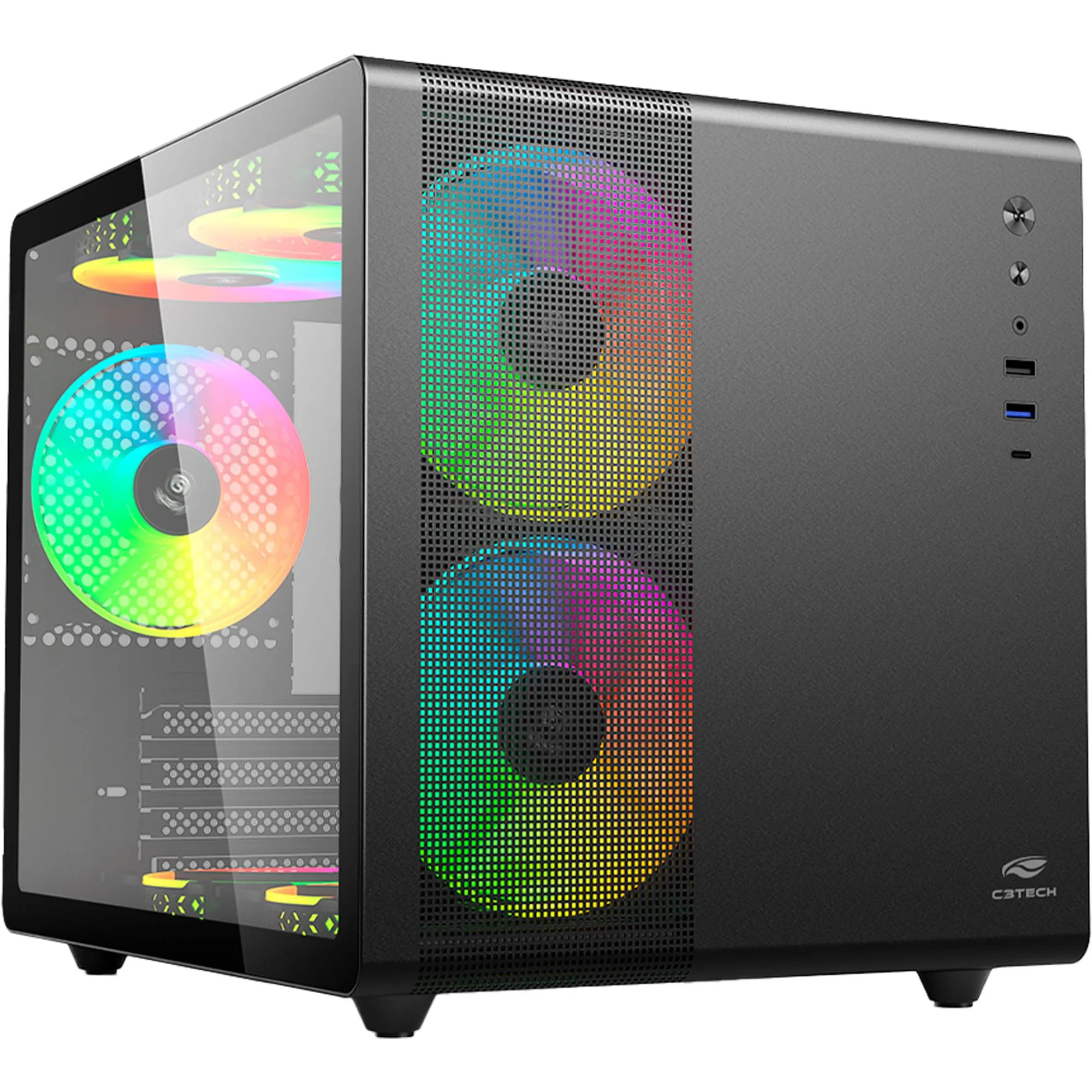 Gabinete Gamer C3Tech Aquarius MT-G710 Sem Fans Preto por 299,00 à vista no boleto/pix ou parcele em até 10x sem juros. Compre na loja Mundomax!