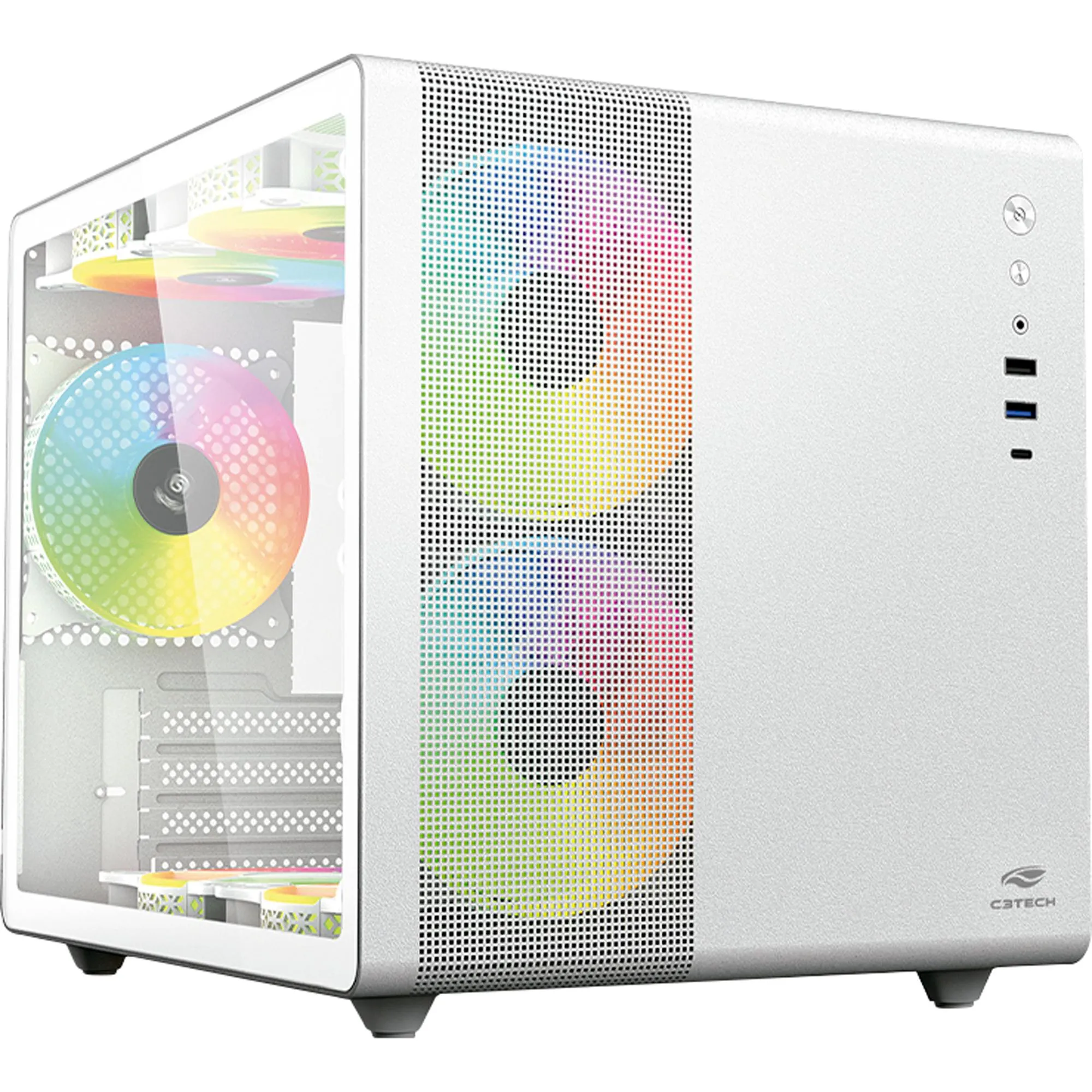 Gabinete Gamer C3Tech Aquarius MT-G710 Sem Fans Branco por 299,00 à vista no boleto/pix ou parcele em até 10x sem juros. Compre na loja Mundomax!