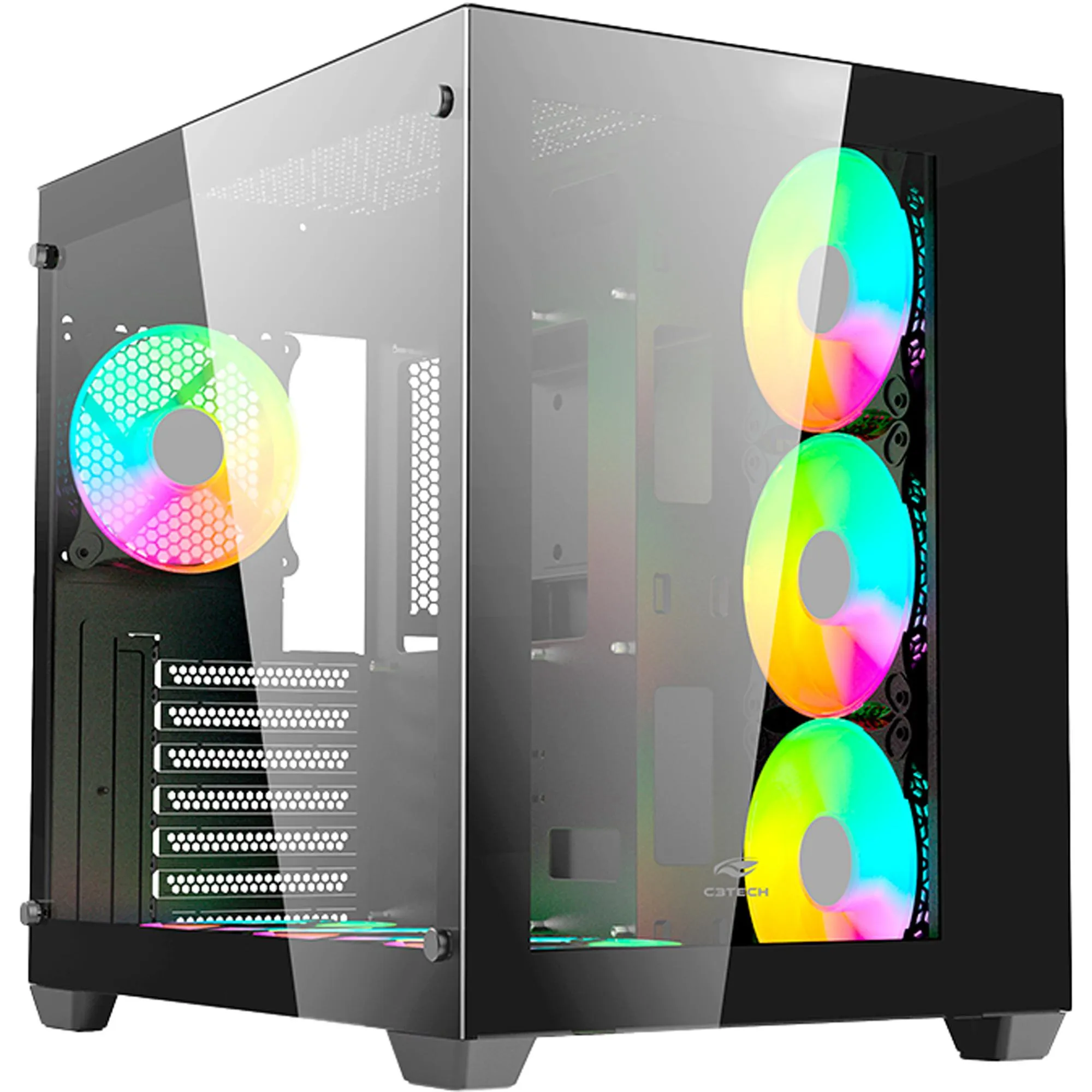 Gabinete Gamer C3Tech Aquarius MT-G910 Sem Fans Preto por 540,00 à vista no boleto/pix ou parcele em até 10x sem juros. Compre na loja Mundomax!