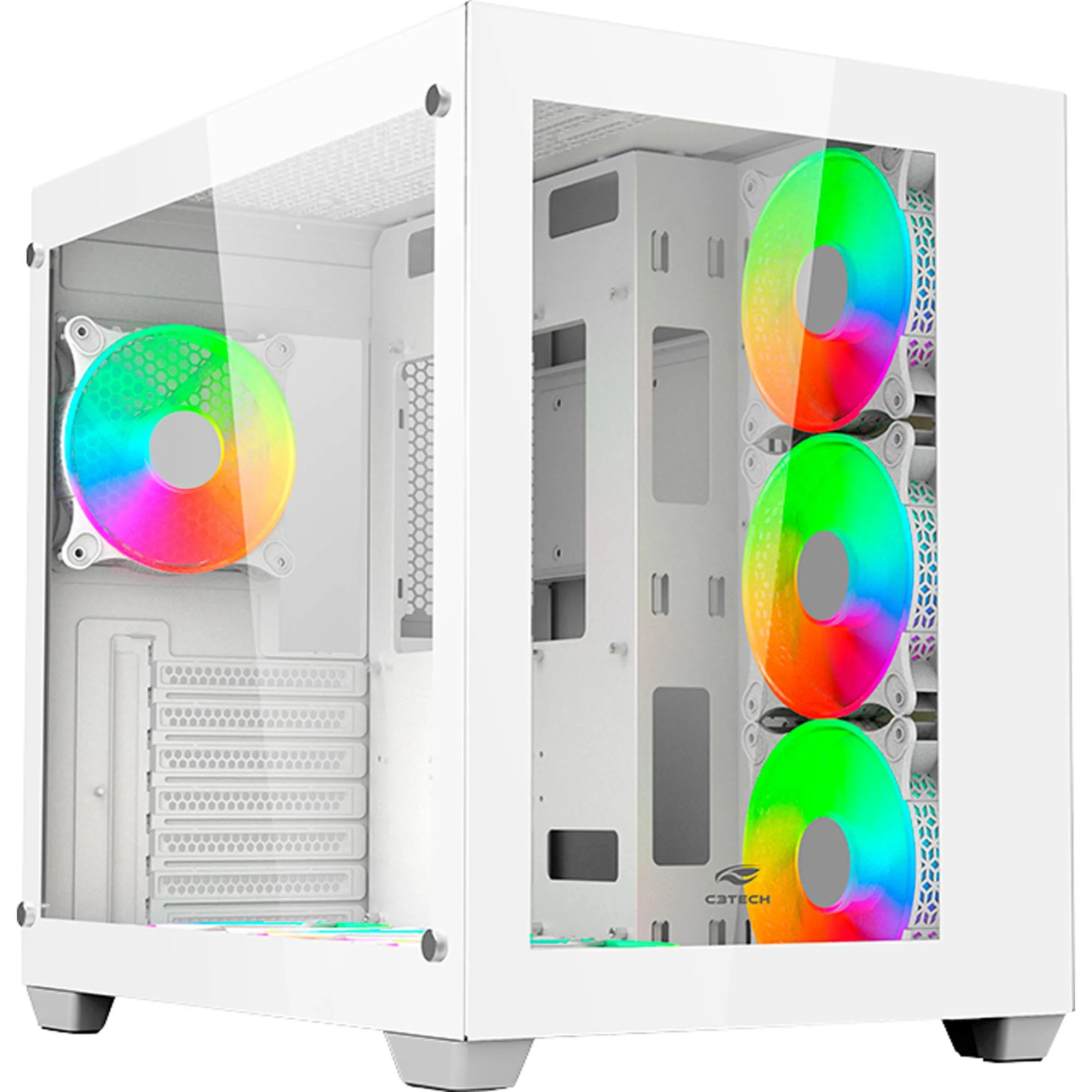 Gabinete Gamer C3Tech Aquarius MT-G910 Sem Fans Branco por 550,00 à vista no boleto/pix ou parcele em até 10x sem juros. Compre na loja Mundomax!