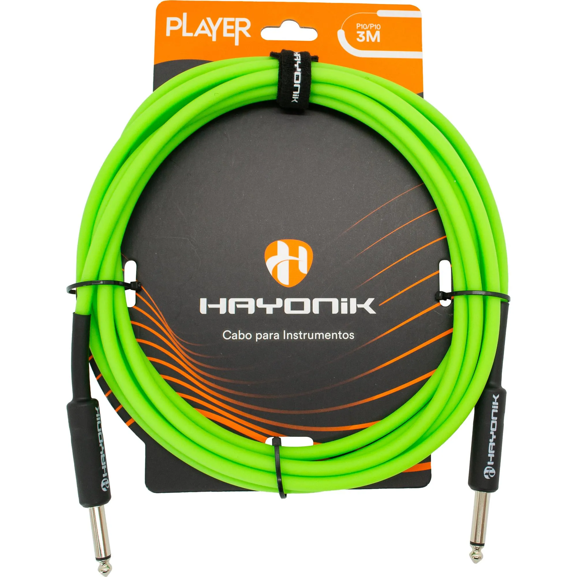 Cabo Para Instrumentos P10 x P10 3m Verde Hayonik (84831)