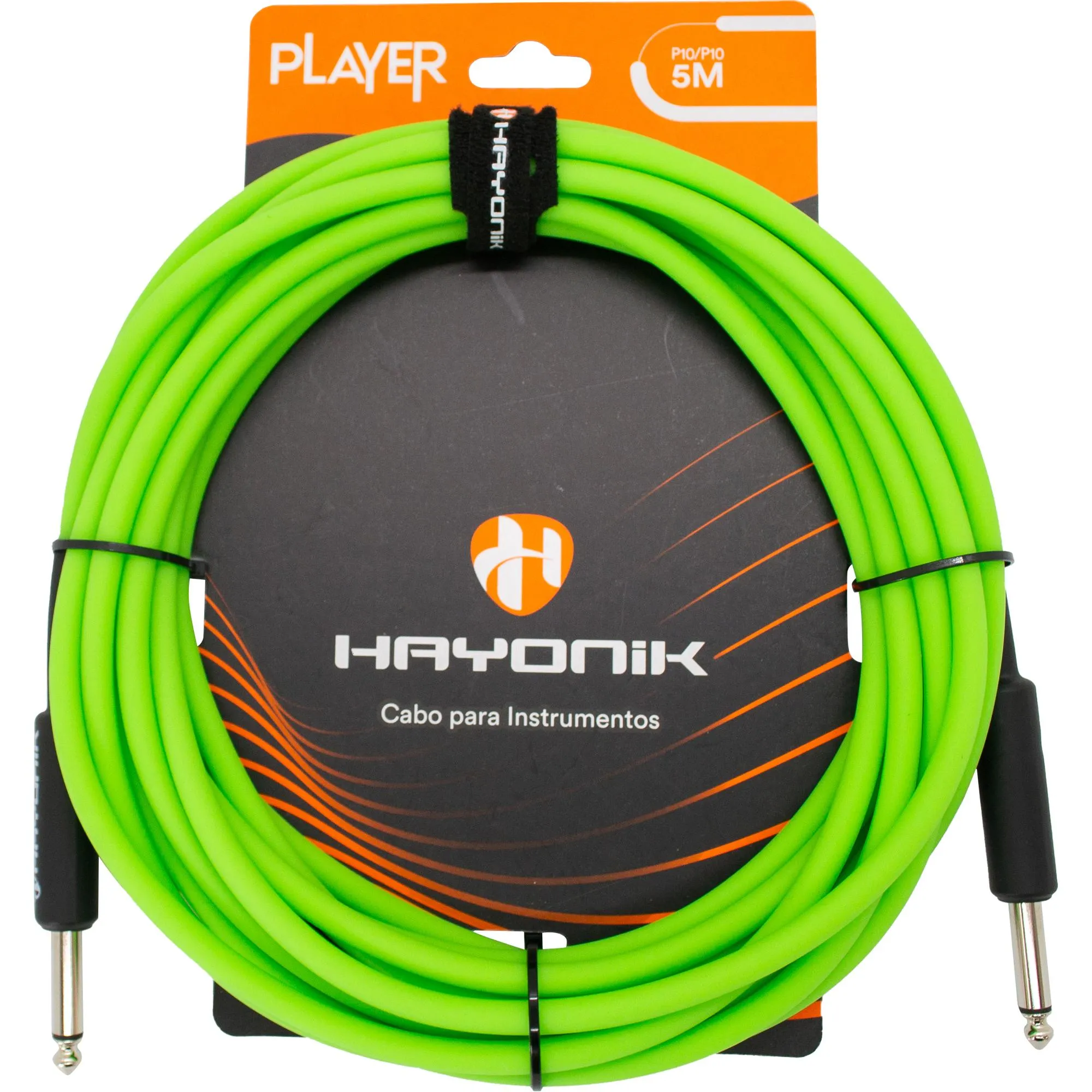 Cabo Para Instrumentos P10 x P10 5m Verde Hayonik (84836)