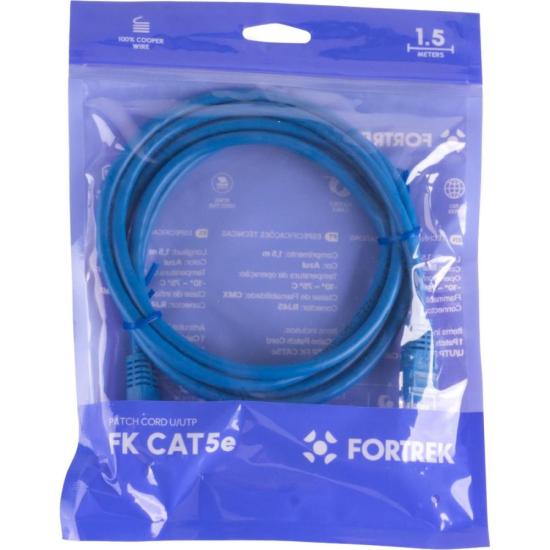 Cabo de Rede Patch Cord Cat5e Fortrek FKCAT5E 1,5m Internet Azul por 16,13 à vista no boleto/pix ou parcele em até 1x sem juros. Compre na loja Fortrek!