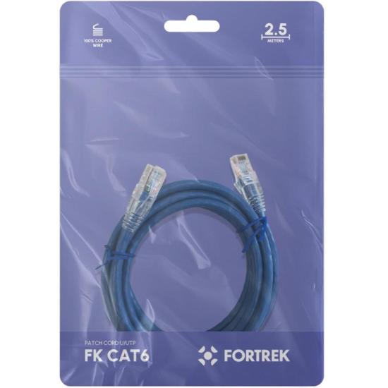 Cabo de Rede Patch Cord Cat6 Fortrek FKCAT6 2,5m Internet Azul por 25,50 à vista no boleto/pix ou parcele em até 1x sem juros. Compre na loja Fortrek!