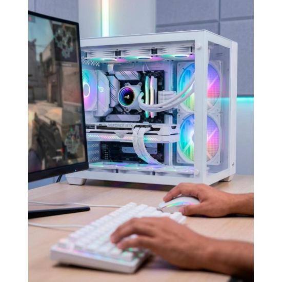 Gabinete Gamer Aerocool Dryft Mini Branco Com 6 fans ARGB Lateral Vidro por 752,58 à vista no boleto/pix ou parcele em até 10x sem juros. Compre na loja Aerocool!