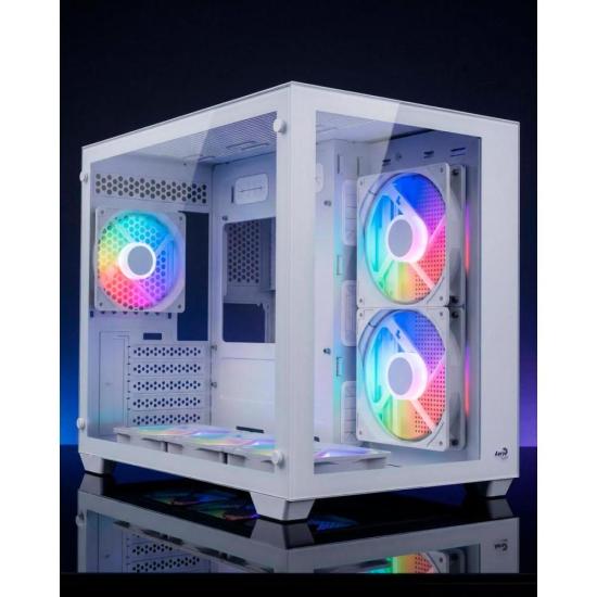 Gabinete Gamer Aerocool Dryft Mini Branco Com 6 fans ARGB Lateral Vidro por 752,58 à vista no boleto/pix ou parcele em até 10x sem juros. Compre na loja Aerocool!