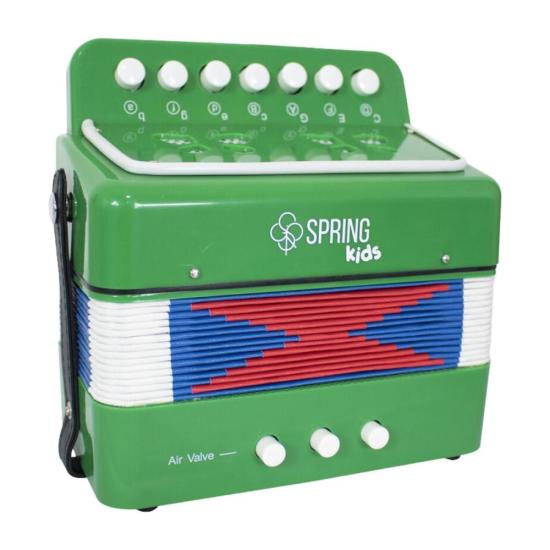 Acordeon Infantil Spring SPK-73V Verde por 199,00 à vista no boleto/pix ou parcele em até 7x sem juros. Compre na loja Mundomax!