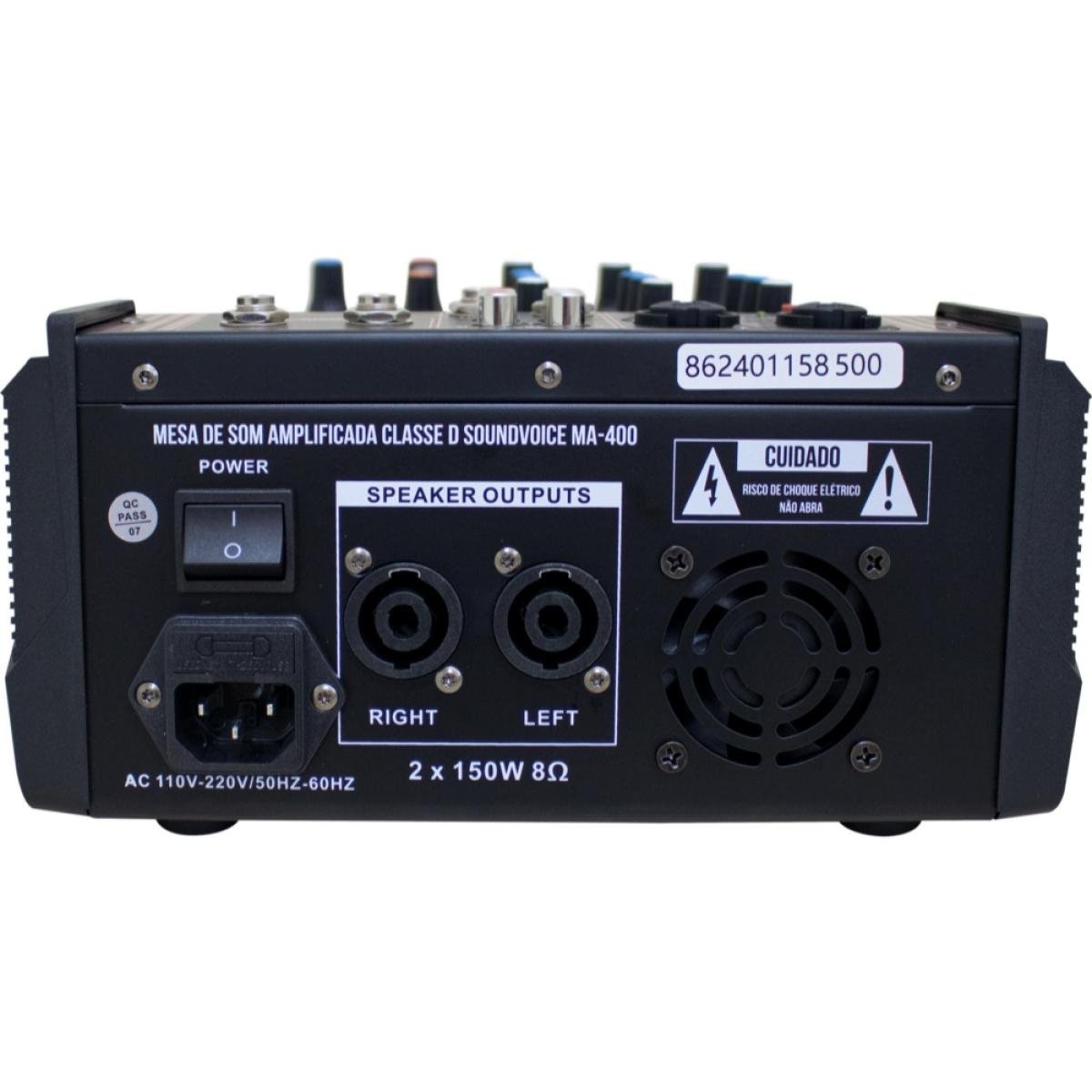 Mesa de Som Amplificada Classe D Soundvoice MA-400 - Mundomax