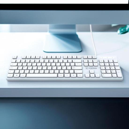 Teclado Office Fortrek K15 Slim USB ABNT2 Branco por 56,00 à vista no boleto/pix ou parcele em até 2x sem juros. Compre na loja Mundomax!