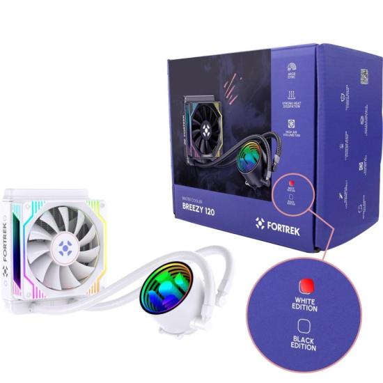 Water Cooler Fortrek Breezy 120 mm Fan Branco por 333,23 à vista no boleto/pix ou parcele em até 10x sem juros. Compre na loja Fortrek!