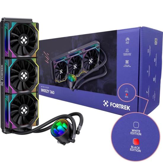 Water Cooler Fortrek Breezy 360 mm Fan Triplo Preto por 537,53 à vista no boleto/pix ou parcele em até 10x sem juros. Compre na loja Fortrek!