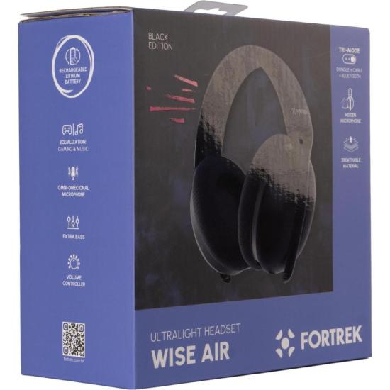 Headset Fortrek Wise Air Wireless Preto por 232,15 à vista no boleto/pix ou parcele em até 9x sem juros. Compre na loja Fortrek!