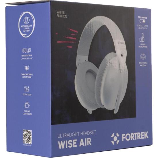 Headset Fortrek Wise Air Wireless Branco por 257,00 à vista no boleto/pix ou parcele em até 10x sem juros. Compre na loja Mundomax!
