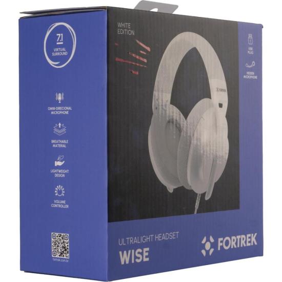 Headset Gamer Fortrek Wise Surround 7.1 Driver 40mm USB Branco por 181,61 à vista no boleto/pix ou parcele em até 7x sem juros. Compre na loja Fortrek!