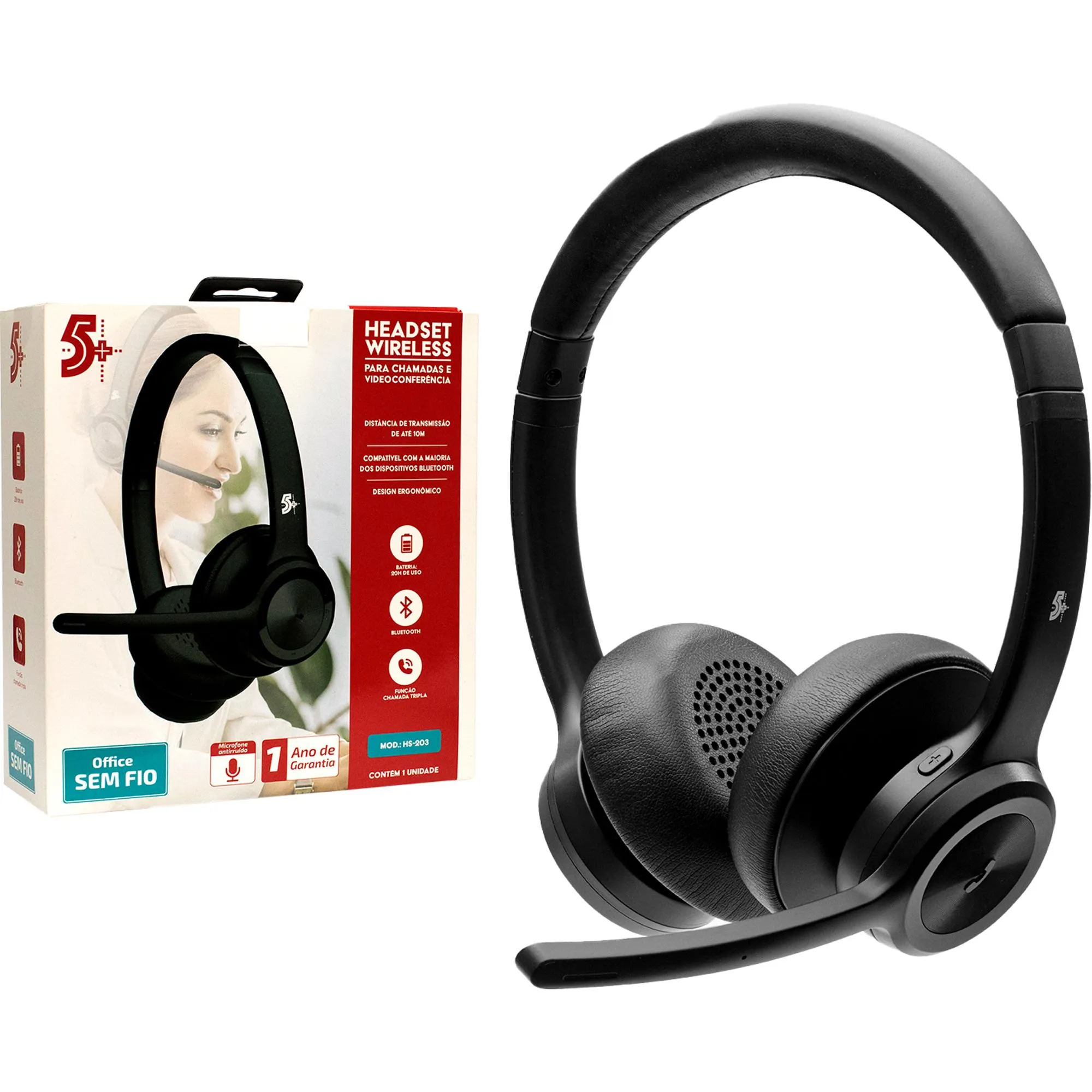 Headset Sem Fio Bluetooth HS-203 5+ por 430,00 à vista no boleto/pix ou parcele em até 10x sem juros. Compre na loja Mundomax!