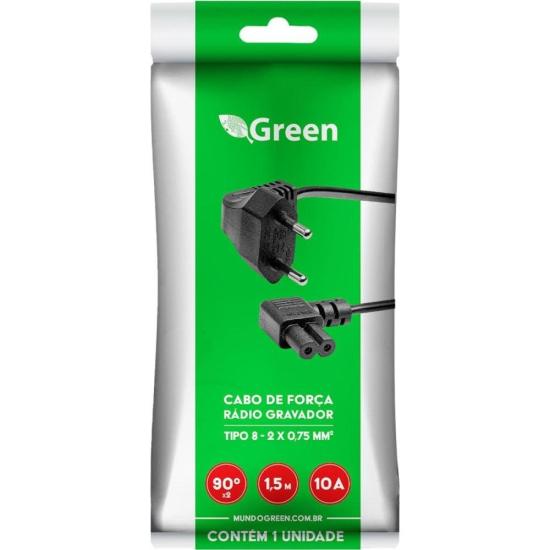 Cabo de Força Tipo 8 10a 1.5m Green por 14,00 à vista no boleto/pix ou parcele em até 1x sem juros. Compre na loja Mundomax!
