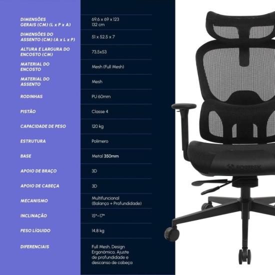 Cadeira Ergonômica Fortrek Ergo One Premium Mesh por 1.199,90 à vista no boleto/pix ou parcele em até 12x sem juros. Compre na loja Fortrek!