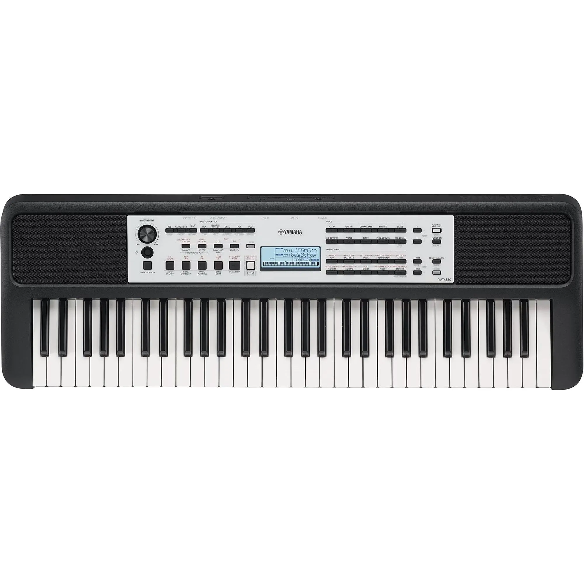 Teclado Yamaha YPT-380 Portátil Preto por 0,00 à vista no boleto/pix ou parcele em até 1x sem juros. Compre na loja Mundomax!