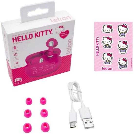 Fone de Ouvido Bluetooth Letron Hello Kitty Rosa por 150,00 à vista no boleto/pix ou parcele em até 6x sem juros. Compre na loja Mundomax!
