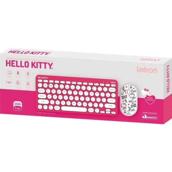 Kit Teclado e Mouse Sem Fio Letron Hello Kitty Rosa por 171,00 à vista no boleto/pix ou parcele em até 6x sem juros. Compre na loja Mundomax!