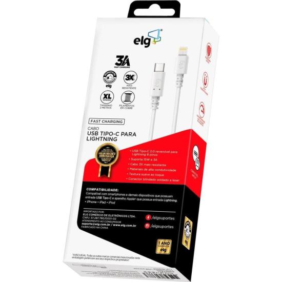 Cabo Tipo C x Lightnig TCL20 Branco ELG por 32,00 à vista no boleto/pix ou parcele em até 1x sem juros. Compre na loja Mundomax!