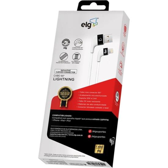 Cabo Lightning 90º Branco XFT810WH ELG por 22,00 à vista no boleto/pix ou parcele em até 1x sem juros. Compre na loja Mundomax!
