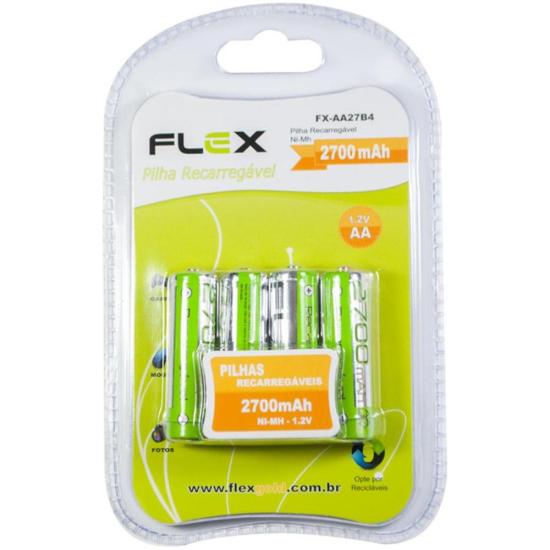 Pilha Recarregável AA 1.2V 2700mAh (C/4 Pilhas) Flex por 50,00 à vista no boleto/pix ou parcele em até 2x sem juros. Compre na loja Mundomax!