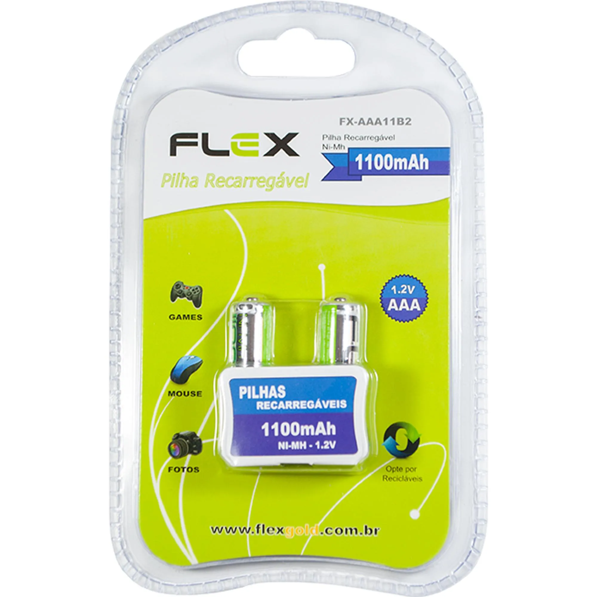 PILHA RECARR 1100MAH FLEX FX-AAA11B2 C/2 (85272)