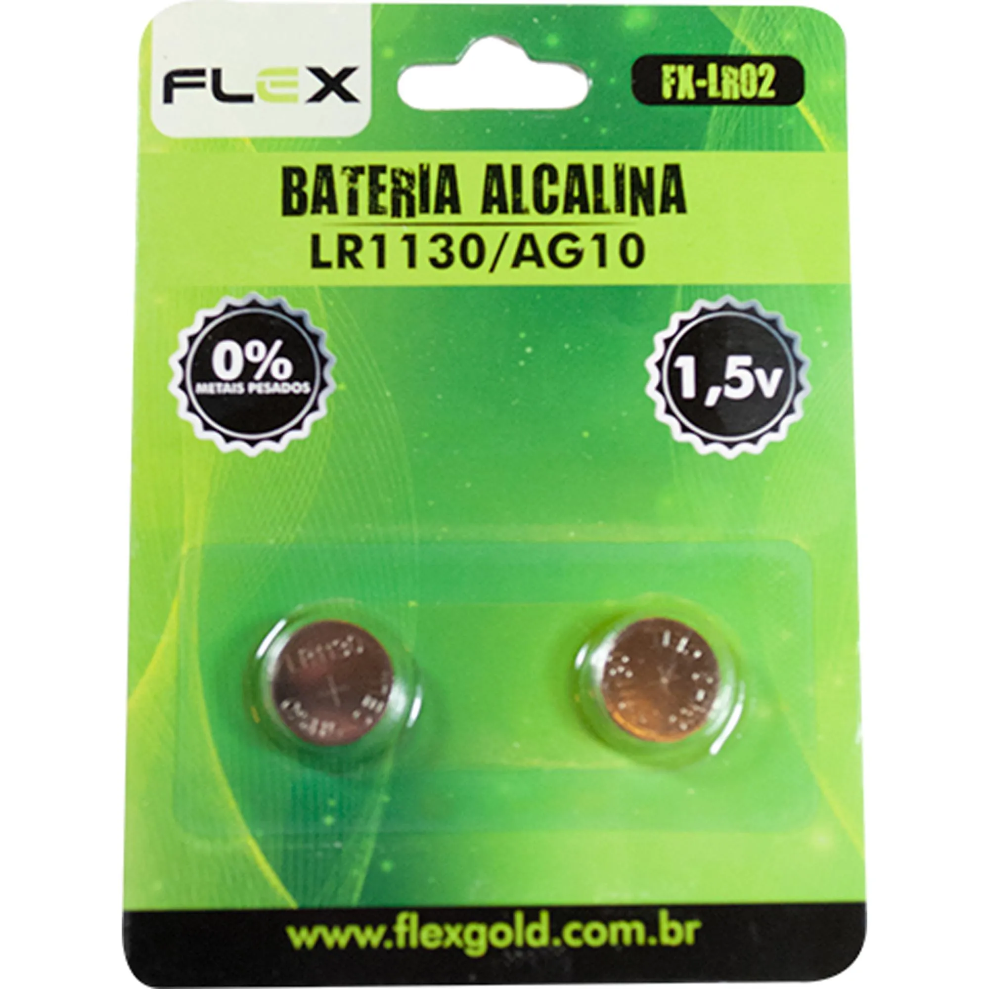 Bateria Botão Alcalina FX-LR02 LR1130AG10 1.5V Cartela Com 2 Flex (85288)