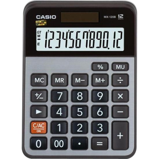 Calculadora de Mesa Casio MX-120B 12 Dígitos Cinza por 65,00 à vista no boleto/pix ou parcele em até 2x sem juros. Compre na loja Mundomax!