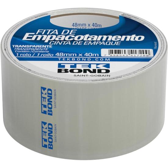 Fita de Empacotamento 48mmx40m Transparente Tekbond por 69,00 à vista no boleto/pix ou parcele em até 2x sem juros. Compre na loja Mundomax!