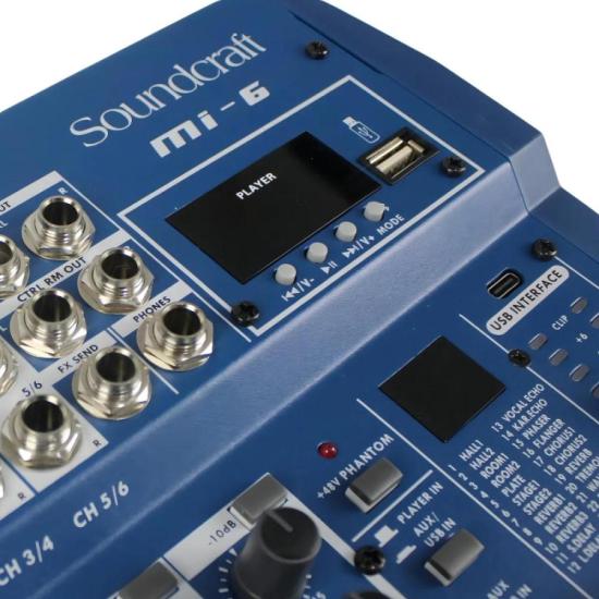 Mesa de Som Soundcraft MI-6 06 Canais USB por 999,00 à vista no boleto/pix ou parcele em até 10x sem juros. Compre na loja Mundomax!