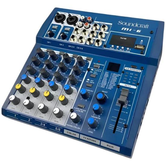 Mesa de Som Soundcraft MI-6 06 Canais USB por 999,00 à vista no boleto/pix ou parcele em até 10x sem juros. Compre na loja Mundomax!